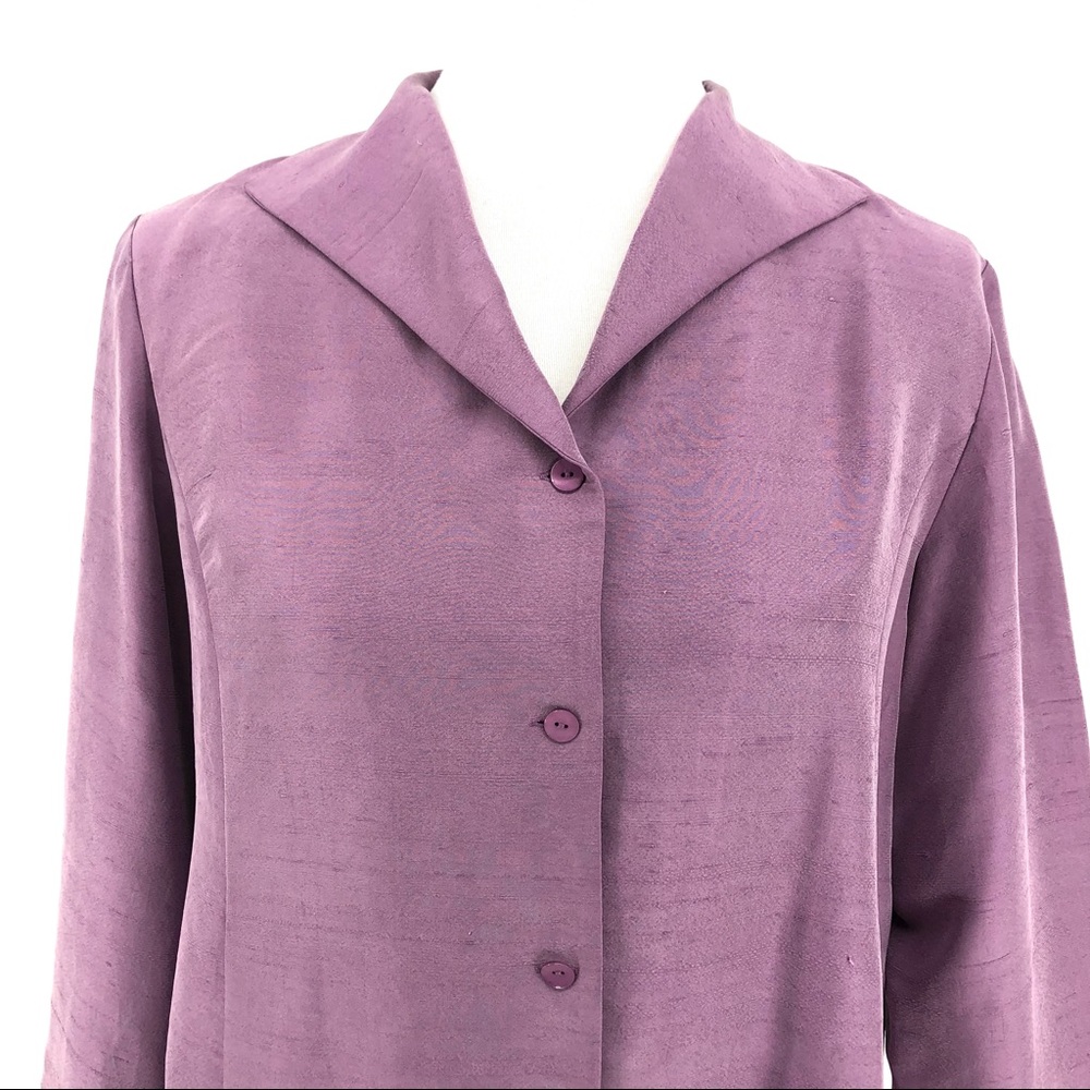 Eileen Fisher Lavender Purple 2 Piece 100% Silk Skirt Set - Picture 2 of 15